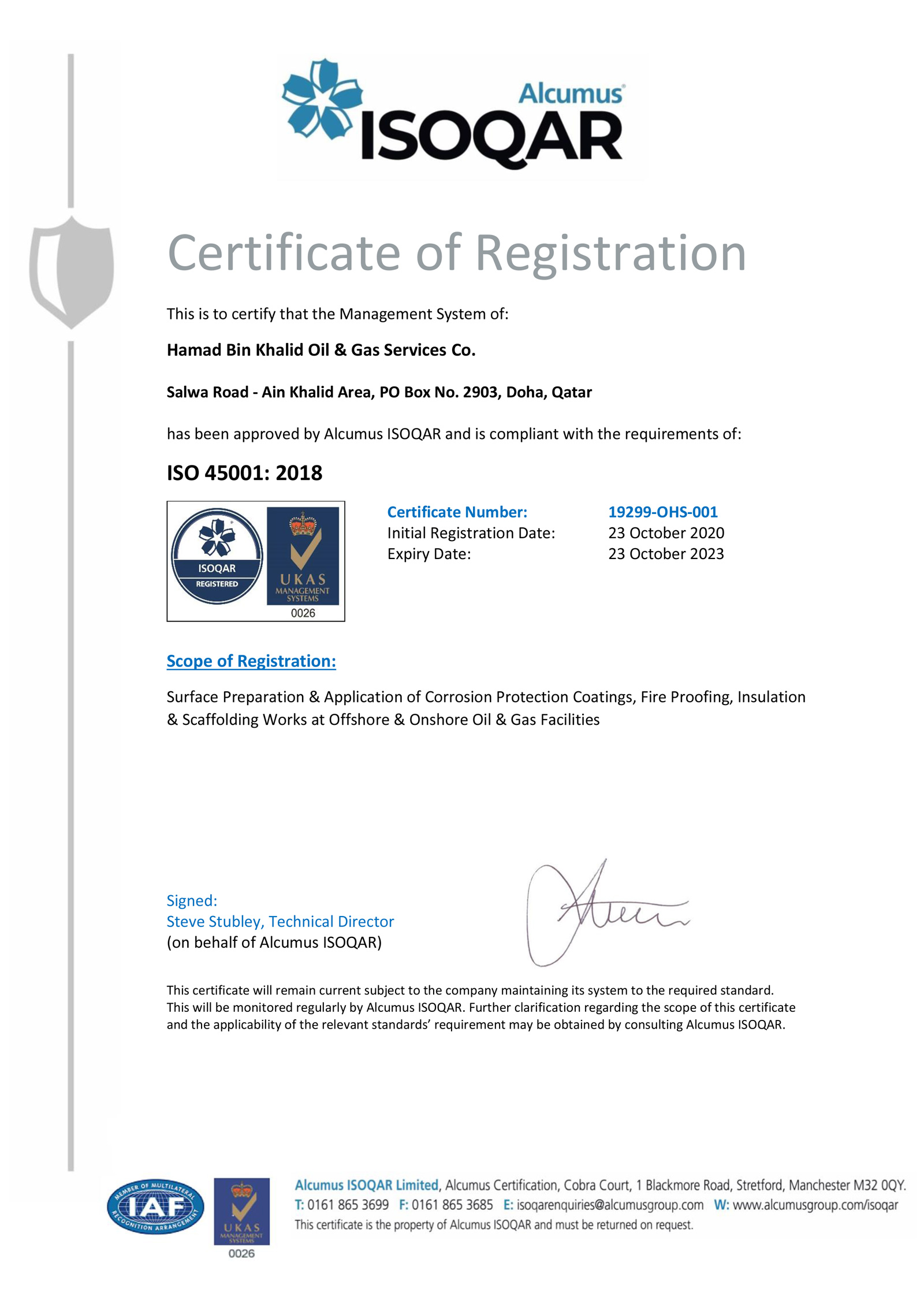 Certificates – HBK Oil and Gas Services